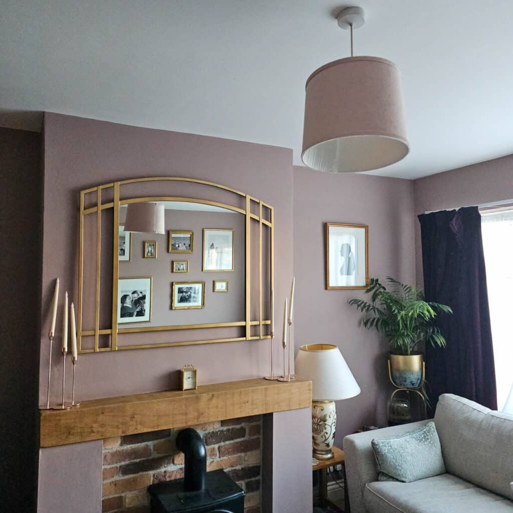 pink and gold living room